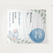 Tenture Oh garçon Bleu Balloon Elephant Baby shower fond (Devant (Horizontal))