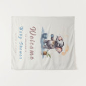 Tenture Oh garçon Elephant Rustique Baby shower bleu or (Devant (Horizontal))