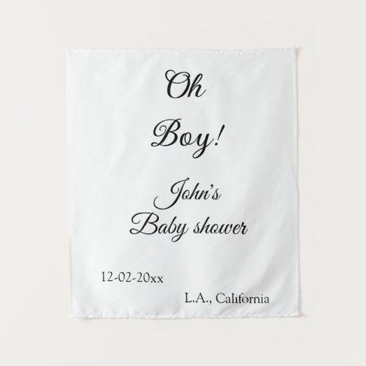 Tenture oh garçon fille baby shower ajouter nom date année (Devant)