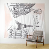 Tenture Oh La La Paris backdrop pink french bridal banner (En situation (horizontale))