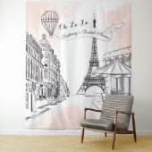 Tenture Oh La La Paris backdrop pink french bridal banner (En situation)