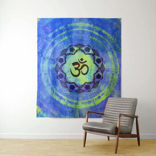 Tenture Ohm symbole, mandala - vert (En situation)