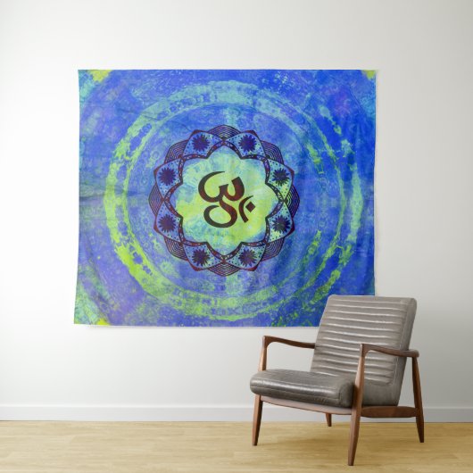 Tenture Ohm symbole, mandala - vert (En situation (horizontale))