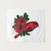 Tenture Oiseau cardinal, illustration de Noël (Devant (Horizontal))