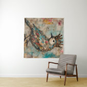 Tenture Oiseau dans un collage médiatique mixte de la Cour (En situation (horizontale))