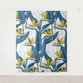 Tenture Oiseau de fleurs de paradis sur blanc (Devant)