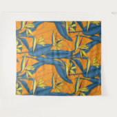 Tenture Oiseau de fleurs paradisiaques sur orange (Devant (Horizontal))