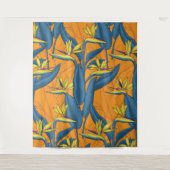 Tenture Oiseau de fleurs paradisiaques sur orange (Devant)