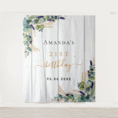 Tenture Oiseau d'eucalyptus vert nom bois rustique (Devant)