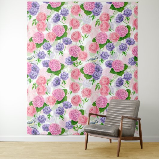 Tenture Oiseau et fleurs (En situation)