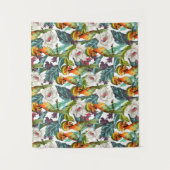 Tenture Oiseau et motif de fleur exotique (Devant)