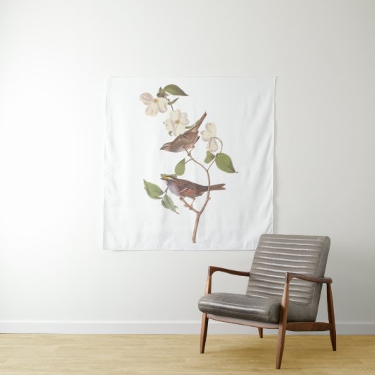 Tenture Oiseaux Audubons à Bruant à Throses Blanches avec  (En situation (horizontale))