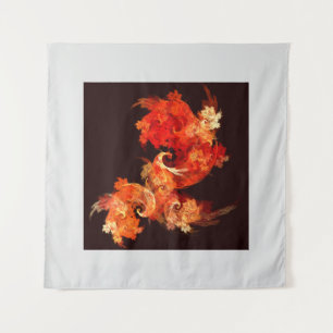 Tenture Oiseaux de feu dansants Art Moderne Fractale Abstr