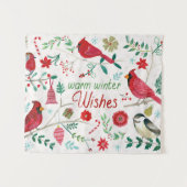 Tenture Oiseaux d'hiver - Souhaits chauds (Devant (Horizontal))