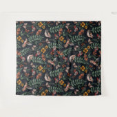 Tenture Oiseaux du jardin foncé et papillons (Devant (Horizontal))