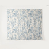 Tenture Oiseaux et fleurs de cerisier en bleu et blanc cas (Devant (Horizontal))