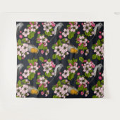 Tenture Oiseaux et fleurs en noir (Devant (Horizontal))