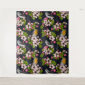 Tenture Oiseaux et fleurs en noir (Devant)