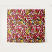 Tenture Oiseaux et hanches roses de chien (Devant (Horizontal))