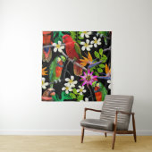 Tenture Oiseaux exotiques Belles Fleurs Motif (En situation)
