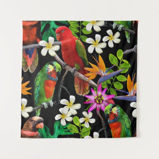Tenture Oiseaux exotiques Belles Fleurs Motif (Devant)