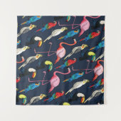 Tenture Oiseaux exotiques colorés Motif foncé (Devant (Horizontal))