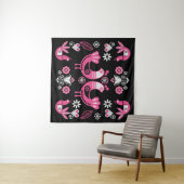 Tenture Oiseaux roses et blancs du folklore scandinave (En situation (horizontale))