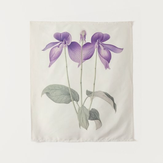 Tenture Oiseaux vintages Pied Violet Botanique Fleurs d'im (Devant)