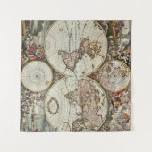 Tenture Old map of world hemispheres. Created by Frederick (Devant (Horizontal))