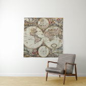 Tenture Old map of world hemispheres. Created by Frederick (En situation)