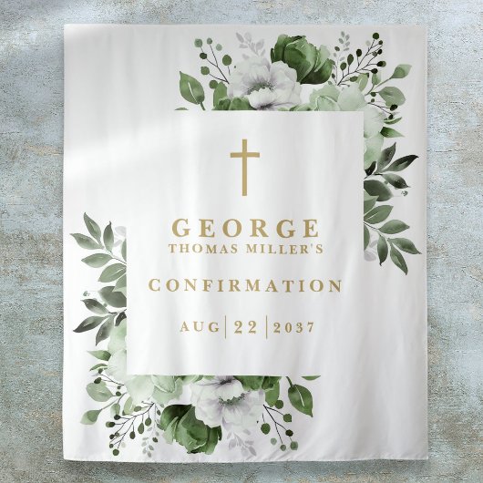 Tenture Olive Green Botanical Confirmation Photo Contexte