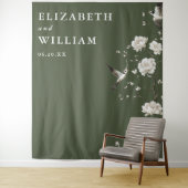 Tenture Olive Green Chinoiserie Mariage Photo fond (En situation)