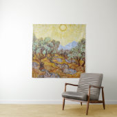 Tenture Olive Trees avec ciel jaune et soleil (En situation)