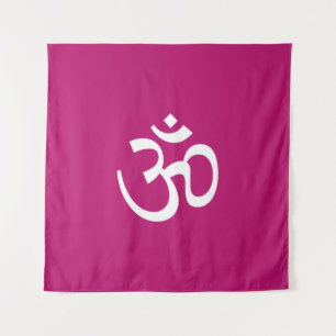 Tenture Om Aum contour Icon baie rose hindouisme Symbole
