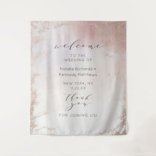 Tenture Ombre Blush Rose givré Mariage Bienvenue