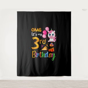 Tenture OMG C'est mon 3ème anniversaire 3 ans Licorne Mign