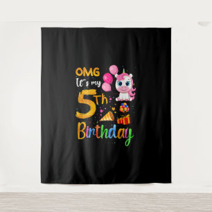 Tenture OMG C'est mon 5ème anniversaire 5 ans joli licorne