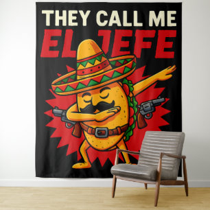 Tenture On M'Appelle El Jefe Taco Funny Boss Cinco De Mayo