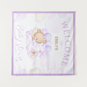 Tenture On peut attendre l'Affiche de bienvenue Baby showe (Devant (Horizontal))