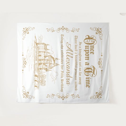Tenture Once upon a Time royal backdrop gold and white (Devant (Horizontal))