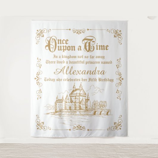 Tenture Once upon a Time royal backdrop gold and white (Devant)