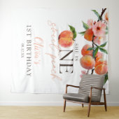 Tenture One Sweet Peach 1st Birthday Photo Backdrop (En situation (horizontale))