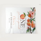 Tenture One Sweet Peach 1st Birthday Photo Backdrop (Devant (Horizontal))