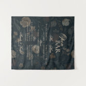 Tenture Open Bar and Signature Drink Black Floral Wedding  (Devant (Horizontal))