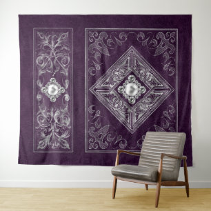 Tenture Opulence Ornée Fleur de Joaillerie Violette et A