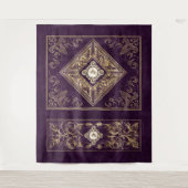 Tenture Opulence Ornée | Flourish Bijoux Violet et Or (Devant)