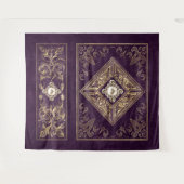 Tenture Opulence Ornée | Flourish de Bijou Violet et Or (Devant (Horizontal))