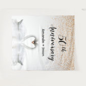 Tenture Or 50e anniversaire cygnes blancs en amour (Devant (Horizontal))