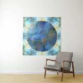 Tenture or bleu abstrait scifi orb terre (En situation)