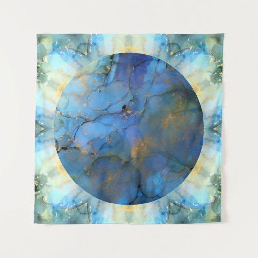 Tenture or bleu abstrait scifi orb terre (Devant)